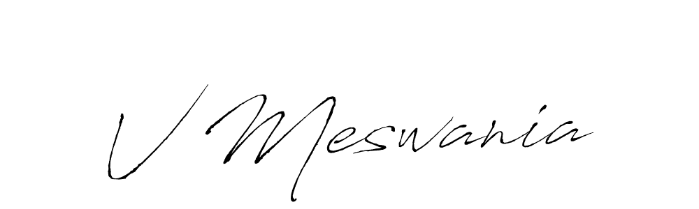 How to make V Meswania name signature. Use Antro_Vectra style for creating short signs online. This is the latest handwritten sign. V Meswania signature style 6 images and pictures png