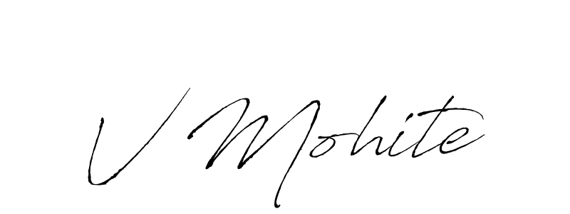 How to make V Mohite name signature. Use Antro_Vectra style for creating short signs online. This is the latest handwritten sign. V Mohite signature style 6 images and pictures png