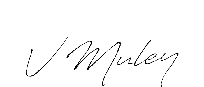 V Muley stylish signature style. Best Handwritten Sign (Antro_Vectra) for my name. Handwritten Signature Collection Ideas for my name V Muley. V Muley signature style 6 images and pictures png