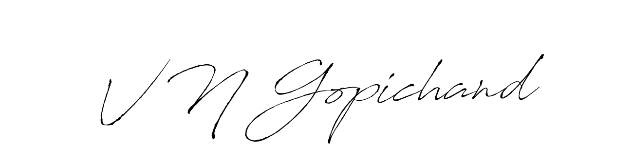 You should practise on your own different ways (Antro_Vectra) to write your name (V N Gopichand) in signature. don't let someone else do it for you. V N Gopichand signature style 6 images and pictures png