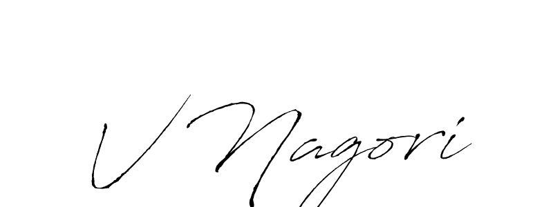Design your own signature with our free online signature maker. With this signature software, you can create a handwritten (Antro_Vectra) signature for name V Nagori. V Nagori signature style 6 images and pictures png