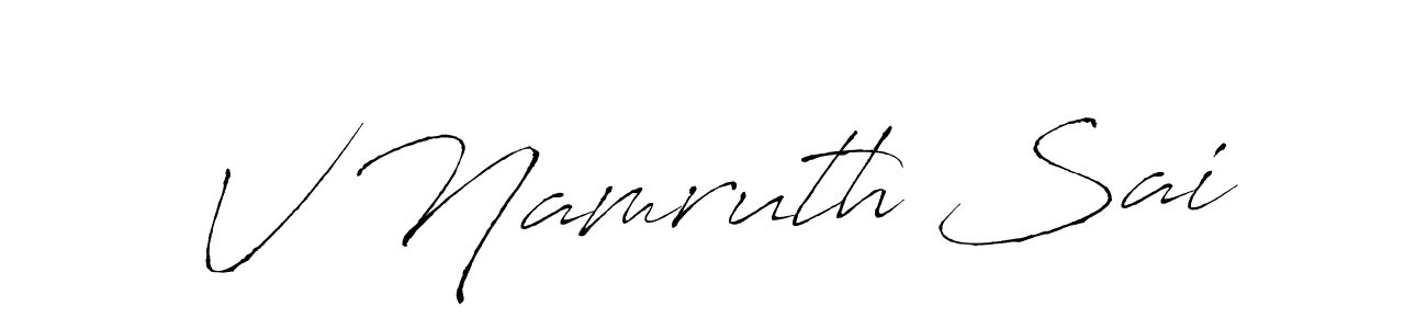 Similarly Antro_Vectra is the best handwritten signature design. Signature creator online .You can use it as an online autograph creator for name V Namruth Sai. V Namruth Sai signature style 6 images and pictures png