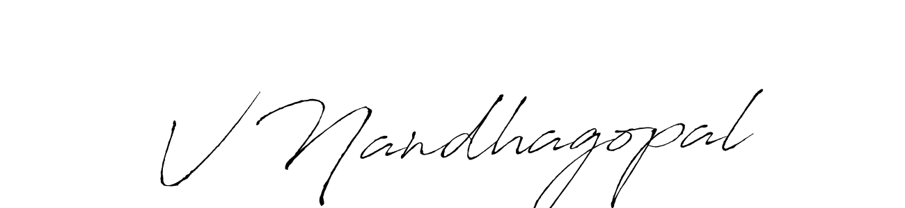 This is the best signature style for the V Nandhagopal name. Also you like these signature font (Antro_Vectra). Mix name signature. V Nandhagopal signature style 6 images and pictures png