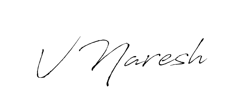 How to make V Naresh name signature. Use Antro_Vectra style for creating short signs online. This is the latest handwritten sign. V Naresh signature style 6 images and pictures png