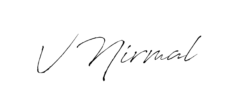 Also You can easily find your signature by using the search form. We will create V Nirmal name handwritten signature images for you free of cost using Antro_Vectra sign style. V Nirmal signature style 6 images and pictures png