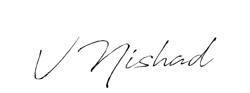 Create a beautiful signature design for name V Nishad. With this signature (Antro_Vectra) fonts, you can make a handwritten signature for free. V Nishad signature style 6 images and pictures png