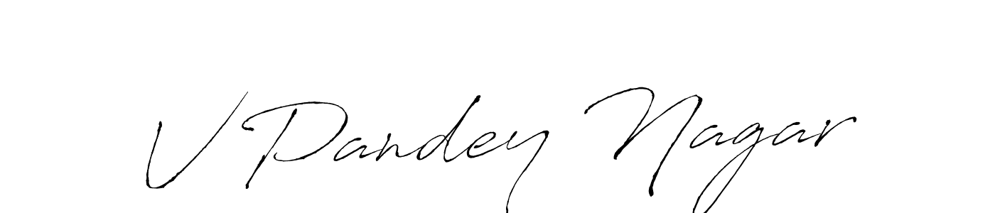 The best way (Antro_Vectra) to make a short signature is to pick only two or three words in your name. The name V Pandey Nagar include a total of six letters. For converting this name. V Pandey Nagar signature style 6 images and pictures png