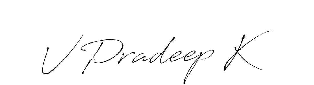 Use a signature maker to create a handwritten signature online. With this signature software, you can design (Antro_Vectra) your own signature for name V Pradeep K. V Pradeep K signature style 6 images and pictures png