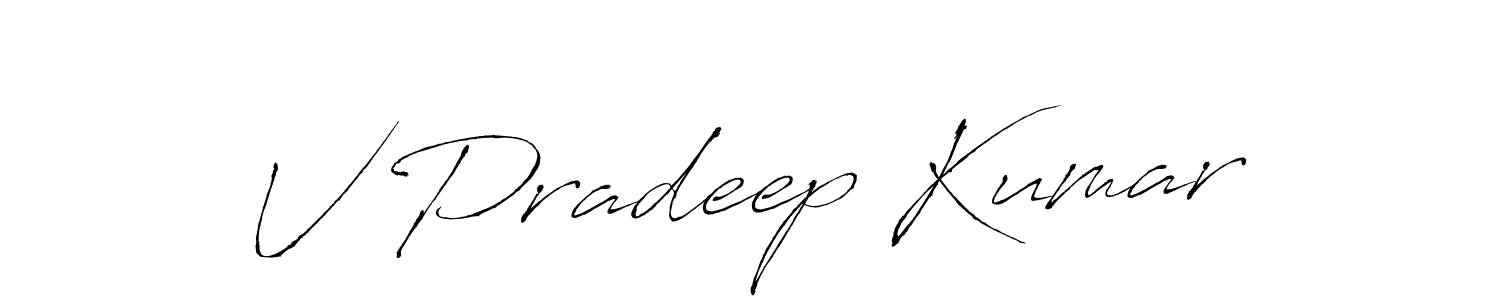 How to make V Pradeep Kumar signature? Antro_Vectra is a professional autograph style. Create handwritten signature for V Pradeep Kumar name. V Pradeep Kumar signature style 6 images and pictures png