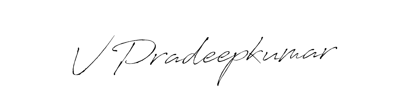 This is the best signature style for the V Pradeepkumar name. Also you like these signature font (Antro_Vectra). Mix name signature. V Pradeepkumar signature style 6 images and pictures png