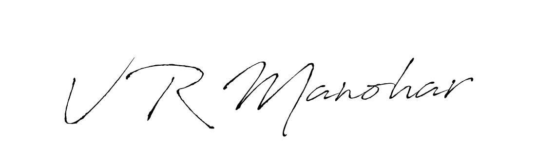 The best way (Antro_Vectra) to make a short signature is to pick only two or three words in your name. The name V R Manohar include a total of six letters. For converting this name. V R Manohar signature style 6 images and pictures png