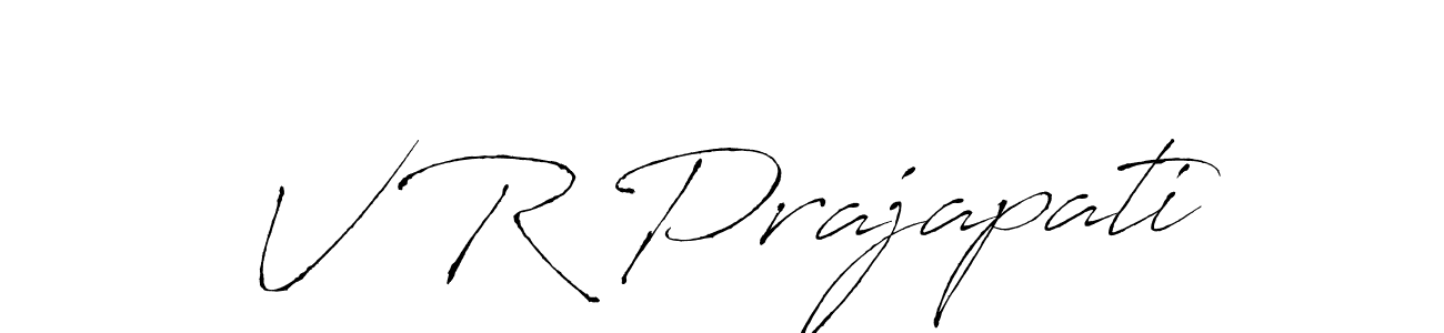 The best way (Antro_Vectra) to make a short signature is to pick only two or three words in your name. The name V R Prajapati include a total of six letters. For converting this name. V R Prajapati signature style 6 images and pictures png