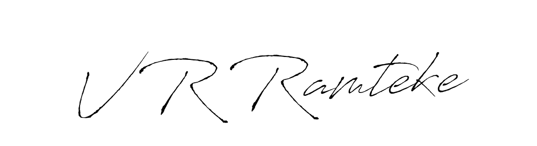 if you are searching for the best signature style for your name V R Ramteke. so please give up your signature search. here we have designed multiple signature styles  using Antro_Vectra. V R Ramteke signature style 6 images and pictures png