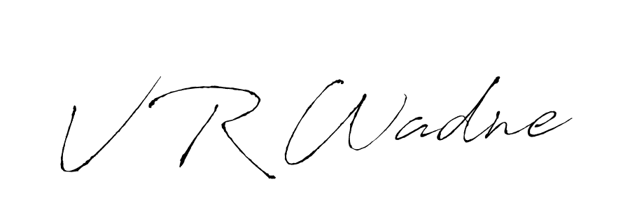 The best way (Antro_Vectra) to make a short signature is to pick only two or three words in your name. The name V R Wadne include a total of six letters. For converting this name. V R Wadne signature style 6 images and pictures png