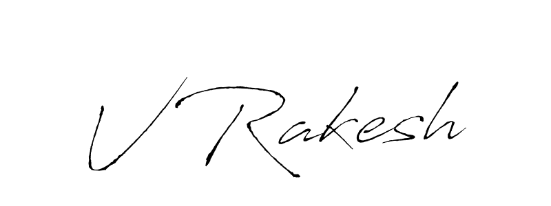 How to make V Rakesh signature? Antro_Vectra is a professional autograph style. Create handwritten signature for V Rakesh name. V Rakesh signature style 6 images and pictures png