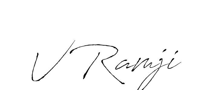 Design your own signature with our free online signature maker. With this signature software, you can create a handwritten (Antro_Vectra) signature for name V Ramji. V Ramji signature style 6 images and pictures png