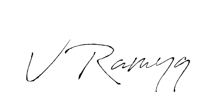 V Ramyq stylish signature style. Best Handwritten Sign (Antro_Vectra) for my name. Handwritten Signature Collection Ideas for my name V Ramyq. V Ramyq signature style 6 images and pictures png