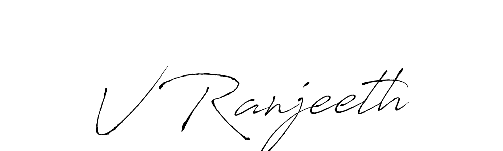 Create a beautiful signature design for name V Ranjeeth. With this signature (Antro_Vectra) fonts, you can make a handwritten signature for free. V Ranjeeth signature style 6 images and pictures png