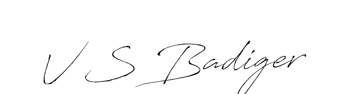The best way (Antro_Vectra) to make a short signature is to pick only two or three words in your name. The name V S Badiger include a total of six letters. For converting this name. V S Badiger signature style 6 images and pictures png