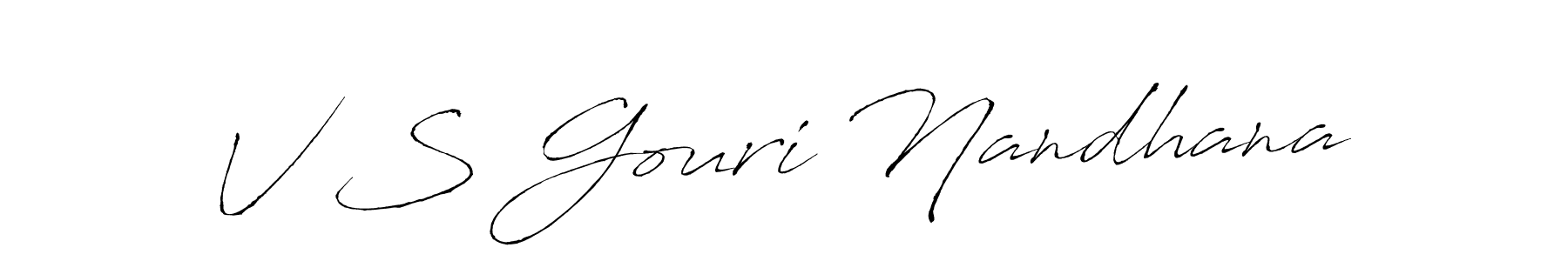 Antro_Vectra is a professional signature style that is perfect for those who want to add a touch of class to their signature. It is also a great choice for those who want to make their signature more unique. Get V S Gouri Nandhana name to fancy signature for free. V S Gouri Nandhana signature style 6 images and pictures png