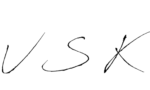 V S K stylish signature style. Best Handwritten Sign (Antro_Vectra) for my name. Handwritten Signature Collection Ideas for my name V S K. V S K signature style 6 images and pictures png