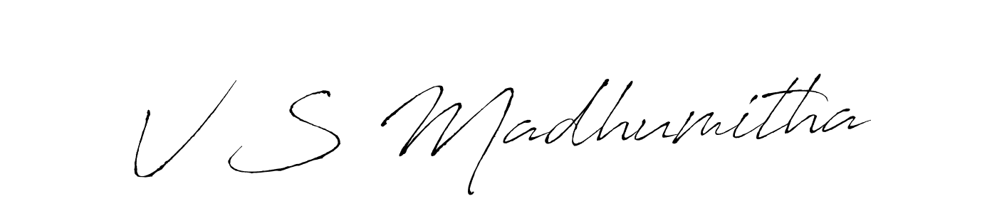 Antro_Vectra is a professional signature style that is perfect for those who want to add a touch of class to their signature. It is also a great choice for those who want to make their signature more unique. Get V S Madhumitha name to fancy signature for free. V S Madhumitha signature style 6 images and pictures png
