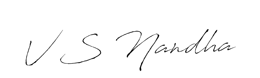 The best way (Antro_Vectra) to make a short signature is to pick only two or three words in your name. The name V S Nandha include a total of six letters. For converting this name. V S Nandha signature style 6 images and pictures png