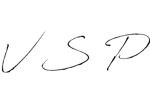 Make a beautiful signature design for name V S P. With this signature (Antro_Vectra) style, you can create a handwritten signature for free. V S P signature style 6 images and pictures png