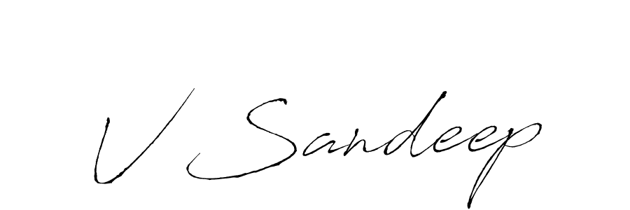 The best way (Antro_Vectra) to make a short signature is to pick only two or three words in your name. The name V Sandeep include a total of six letters. For converting this name. V Sandeep signature style 6 images and pictures png