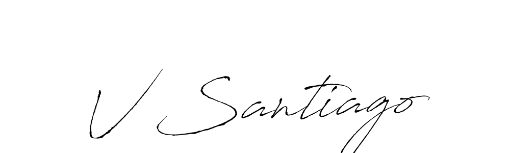 Also You can easily find your signature by using the search form. We will create V Santiago name handwritten signature images for you free of cost using Antro_Vectra sign style. V Santiago signature style 6 images and pictures png