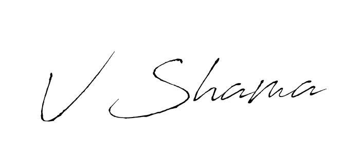 The best way (Antro_Vectra) to make a short signature is to pick only two or three words in your name. The name V Shama include a total of six letters. For converting this name. V Shama signature style 6 images and pictures png