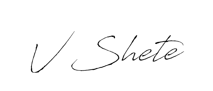 Antro_Vectra is a professional signature style that is perfect for those who want to add a touch of class to their signature. It is also a great choice for those who want to make their signature more unique. Get V Shete name to fancy signature for free. V Shete signature style 6 images and pictures png