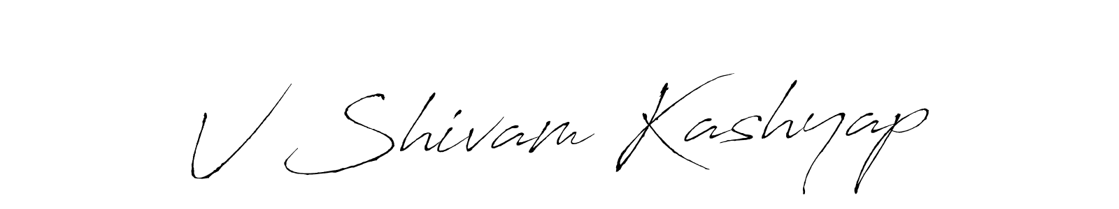 Similarly Antro_Vectra is the best handwritten signature design. Signature creator online .You can use it as an online autograph creator for name V Shivam Kashyap. V Shivam Kashyap signature style 6 images and pictures png