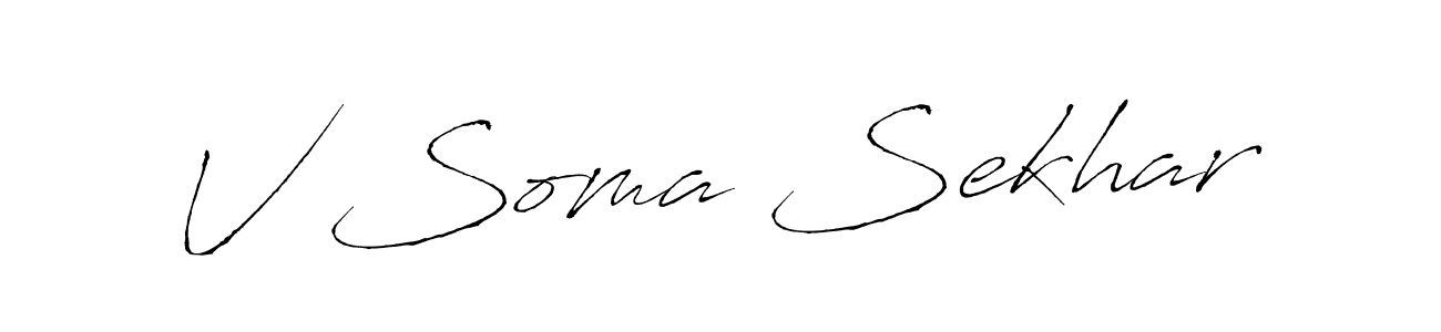 How to make V Soma Sekhar name signature. Use Antro_Vectra style for creating short signs online. This is the latest handwritten sign. V Soma Sekhar signature style 6 images and pictures png