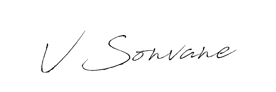 Make a beautiful signature design for name V Sonvane. With this signature (Antro_Vectra) style, you can create a handwritten signature for free. V Sonvane signature style 6 images and pictures png