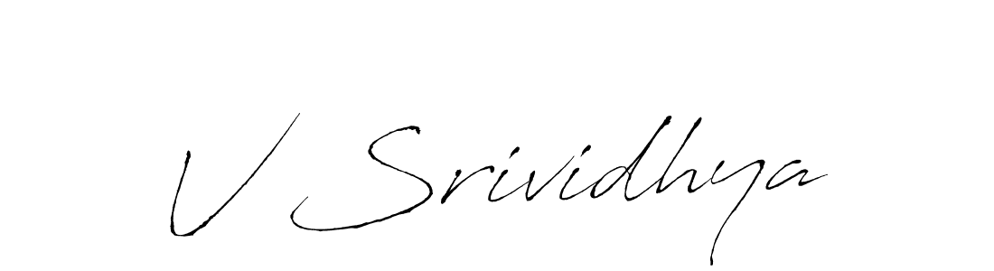 How to make V Srividhya name signature. Use Antro_Vectra style for creating short signs online. This is the latest handwritten sign. V Srividhya signature style 6 images and pictures png