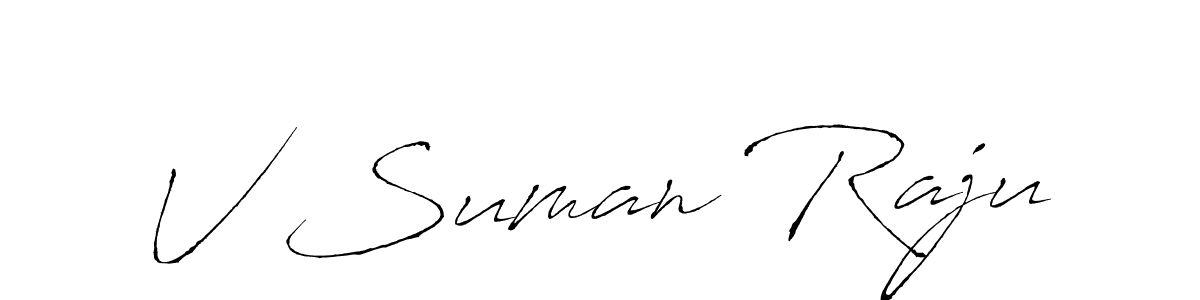 This is the best signature style for the V Suman Raju name. Also you like these signature font (Antro_Vectra). Mix name signature. V Suman Raju signature style 6 images and pictures png
