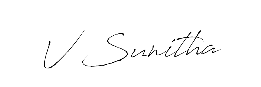 The best way (Antro_Vectra) to make a short signature is to pick only two or three words in your name. The name V Sunitha include a total of six letters. For converting this name. V Sunitha signature style 6 images and pictures png