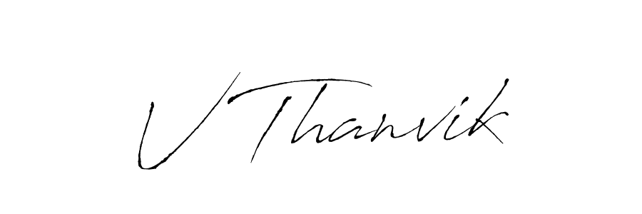 How to make V Thanvik name signature. Use Antro_Vectra style for creating short signs online. This is the latest handwritten sign. V Thanvik signature style 6 images and pictures png