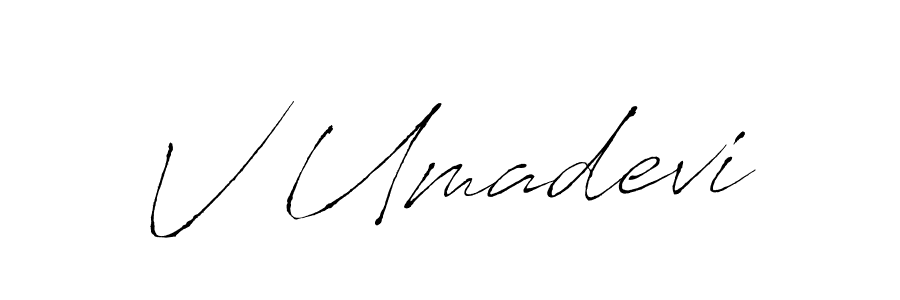 if you are searching for the best signature style for your name V Umadevi. so please give up your signature search. here we have designed multiple signature styles  using Antro_Vectra. V Umadevi signature style 6 images and pictures png