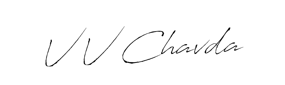 V V Chavda stylish signature style. Best Handwritten Sign (Antro_Vectra) for my name. Handwritten Signature Collection Ideas for my name V V Chavda. V V Chavda signature style 6 images and pictures png