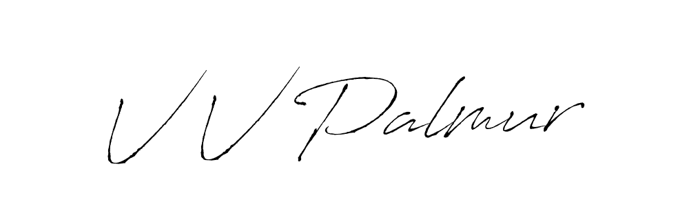 The best way (Antro_Vectra) to make a short signature is to pick only two or three words in your name. The name V V Palmur include a total of six letters. For converting this name. V V Palmur signature style 6 images and pictures png
