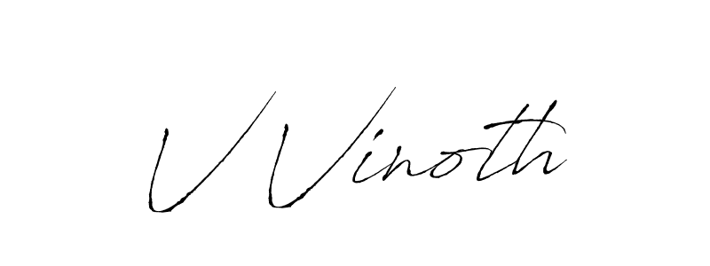 The best way (Antro_Vectra) to make a short signature is to pick only two or three words in your name. The name V Vinoth include a total of six letters. For converting this name. V Vinoth signature style 6 images and pictures png
