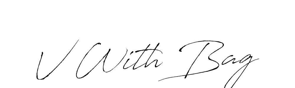 The best way (Antro_Vectra) to make a short signature is to pick only two or three words in your name. The name V With Bag include a total of six letters. For converting this name. V With Bag signature style 6 images and pictures png