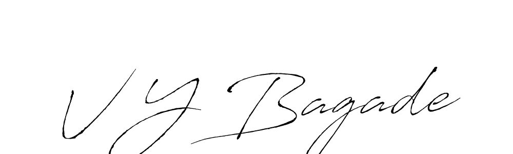 Also we have V Y Bagade name is the best signature style. Create professional handwritten signature collection using Antro_Vectra autograph style. V Y Bagade signature style 6 images and pictures png