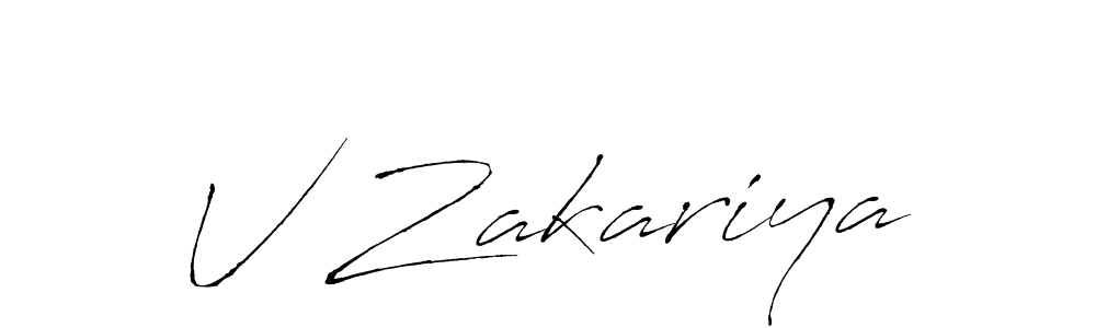 Create a beautiful signature design for name V Zakariya. With this signature (Antro_Vectra) fonts, you can make a handwritten signature for free. V Zakariya signature style 6 images and pictures png