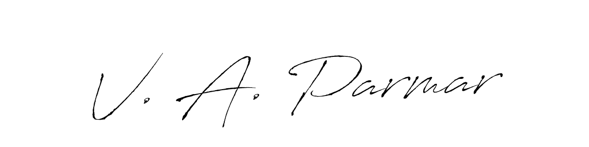 How to make V. A. Parmar name signature. Use Antro_Vectra style for creating short signs online. This is the latest handwritten sign. V. A. Parmar signature style 6 images and pictures png