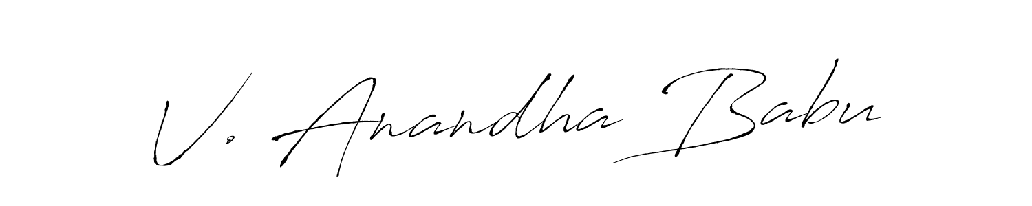 How to make V. Anandha Babu name signature. Use Antro_Vectra style for creating short signs online. This is the latest handwritten sign. V. Anandha Babu signature style 6 images and pictures png