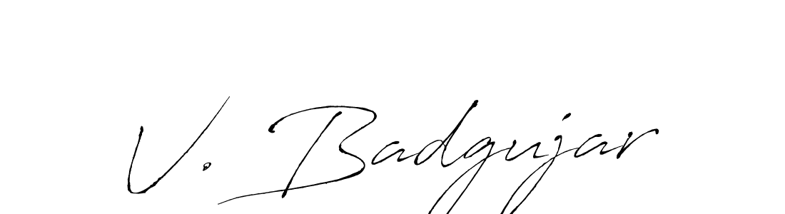 Create a beautiful signature design for name V. Badgujar. With this signature (Antro_Vectra) fonts, you can make a handwritten signature for free. V. Badgujar signature style 6 images and pictures png