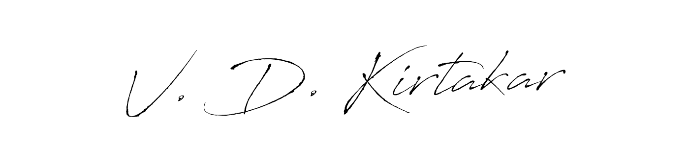 How to make V. D. Kirtakar name signature. Use Antro_Vectra style for creating short signs online. This is the latest handwritten sign. V. D. Kirtakar signature style 6 images and pictures png